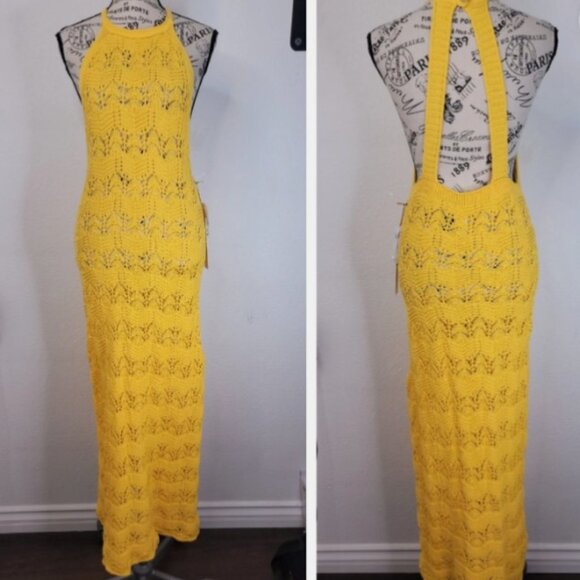 House of Harlow 1960 Dresses & Skirts - House of Harlow 1960 Yellow Daffodil Crocheted Maxi Dress Size: S NWT